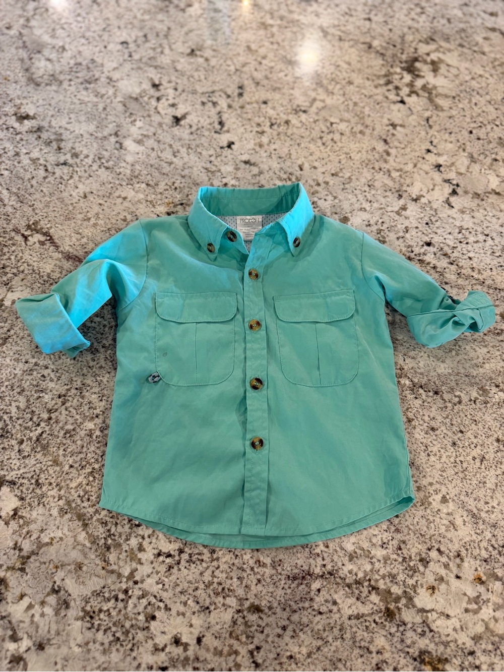 Prodoh Kids Toddler Turquoise Button-Up Shirt Swim Shirt SPF